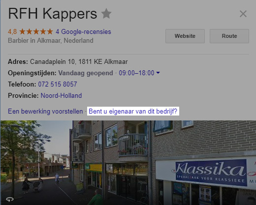 bedrijf claimen in Google maps