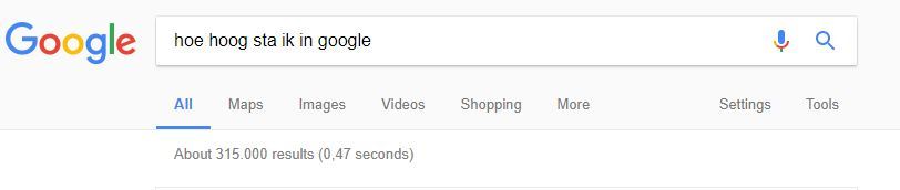hoe hoog sta ik in google